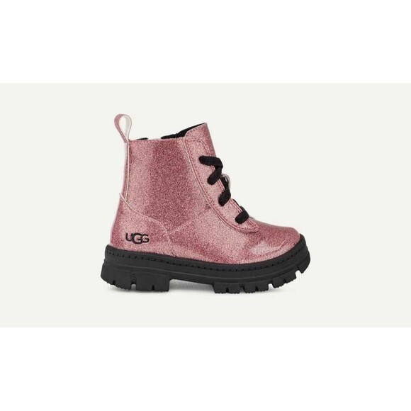 UGG Toddler Girls Size 6 Ashton Lace Up Sparkly Pink Glitter Boots EUC Size 6C - Picture 2 of 9
